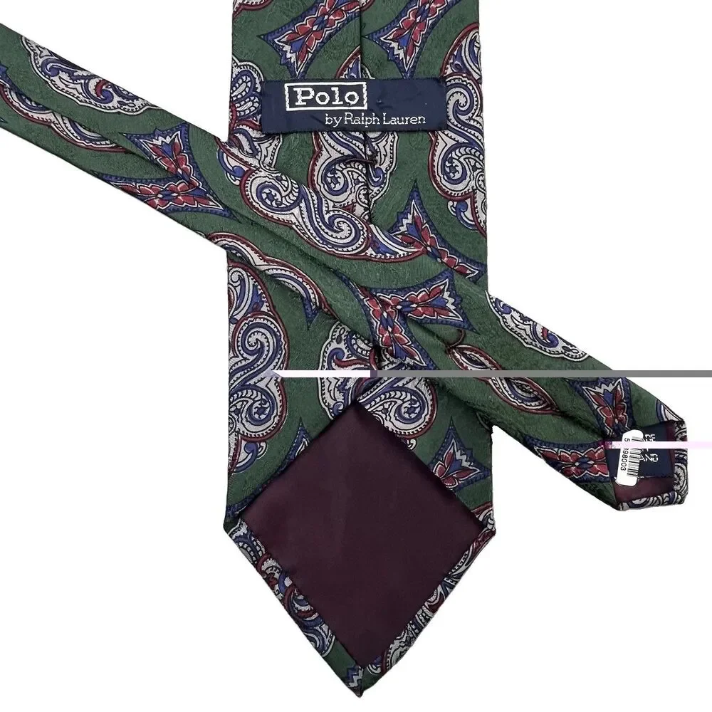 Vintage Polo Ralph Lauren Silk Tie Necktie Multicolor Paisley Floral Designer